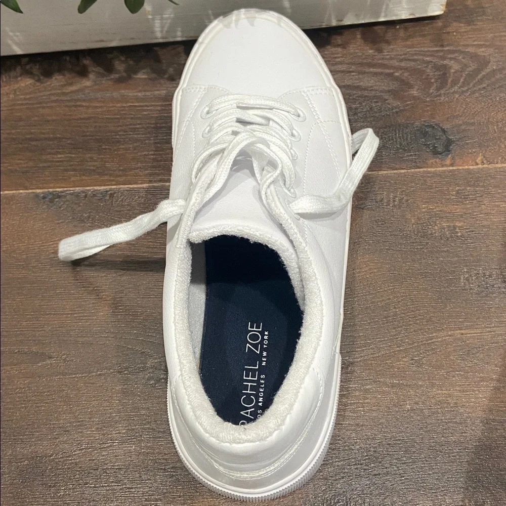 Rachel Zoe Size 10 White Leather Lace Up Sneaker Thick Sole